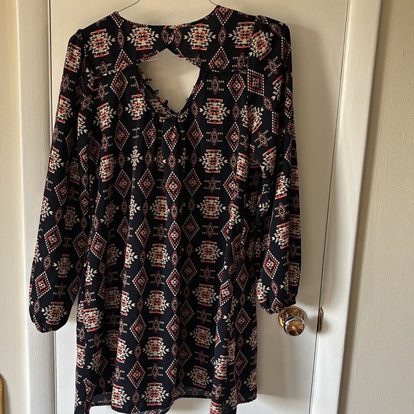 Xhilaration Navy Dress with Bishop Sleeves - Picture 4 of 6